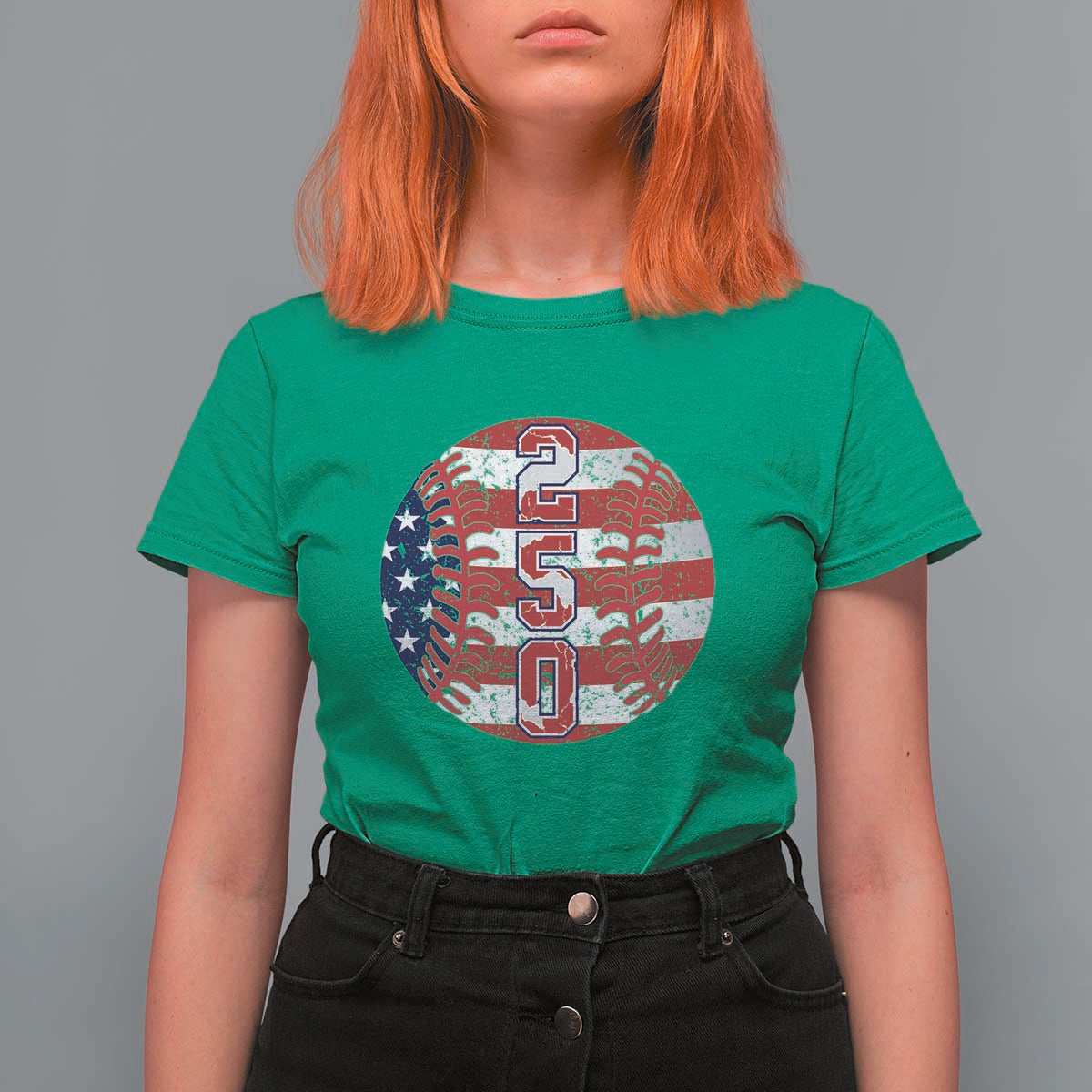 USA 250th Anniversary Baseball T Shirt For Women Patriotic Athlete Gift