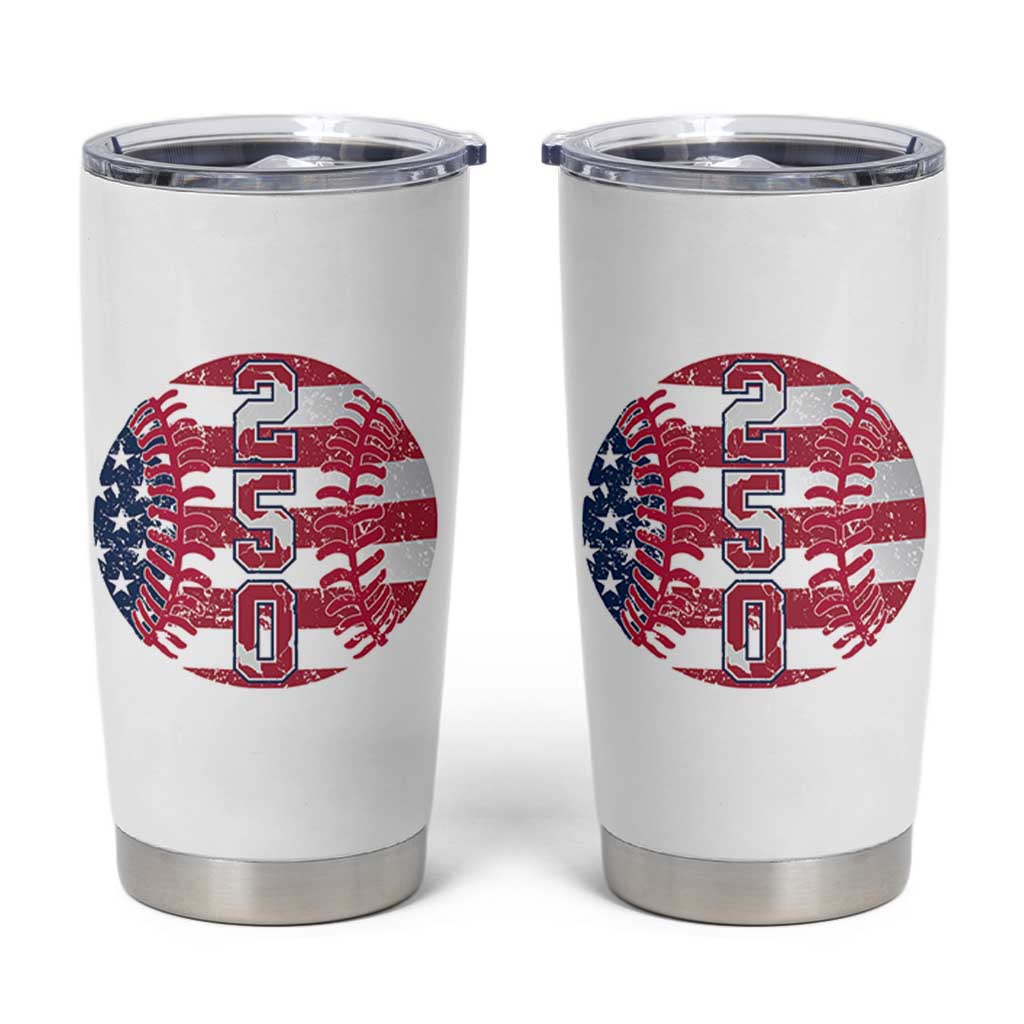 USA 250th Anniversary Baseball Tumbler Cup Patriotic Athlete Gift