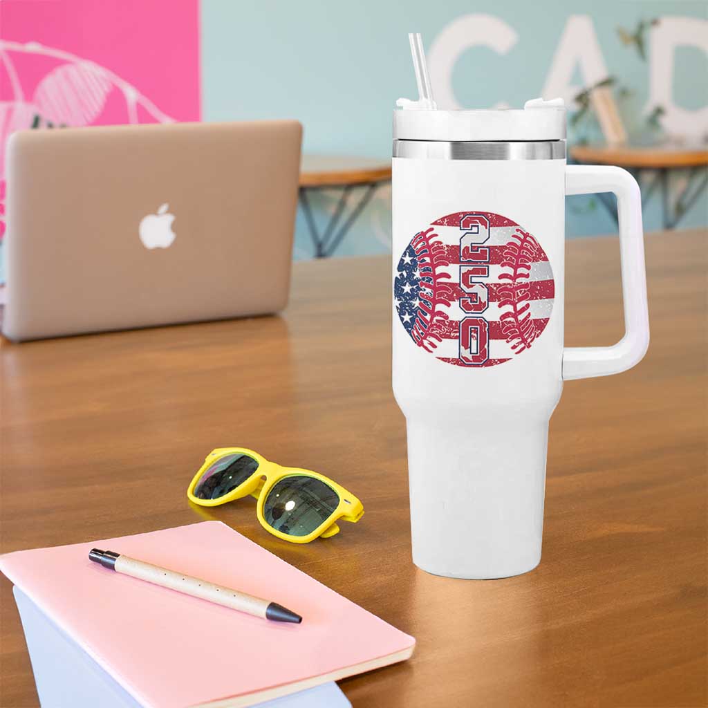 USA 250th Anniversary Baseball Tumbler With Handle Patriotic Athlete Gift