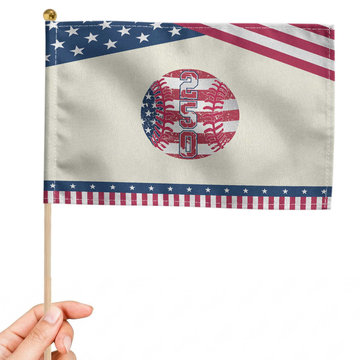 USA 250th Anniversary Baseball Patriotic Handheld Flag Athlete Gift