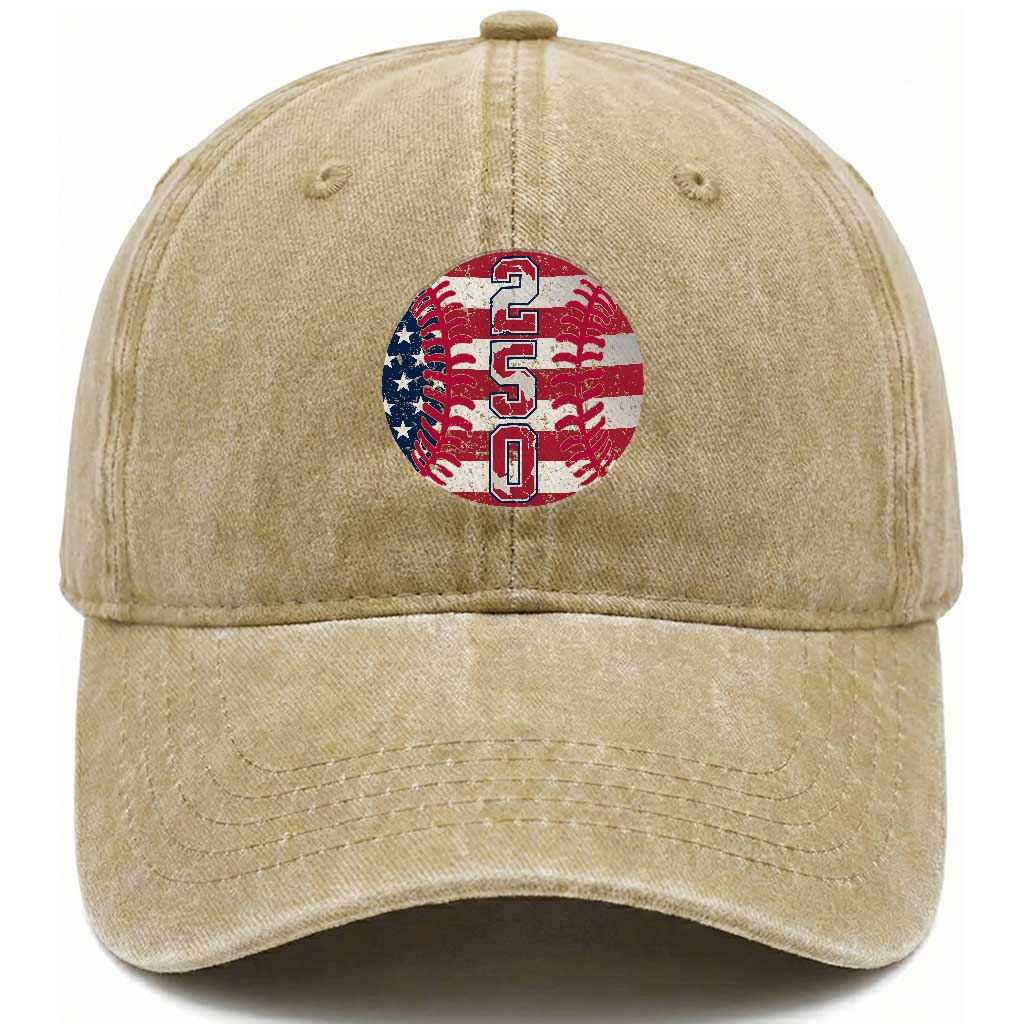 USA 250th Anniversary Baseball Washed Cotton Baseball Cap Patriotic Athlete Gift