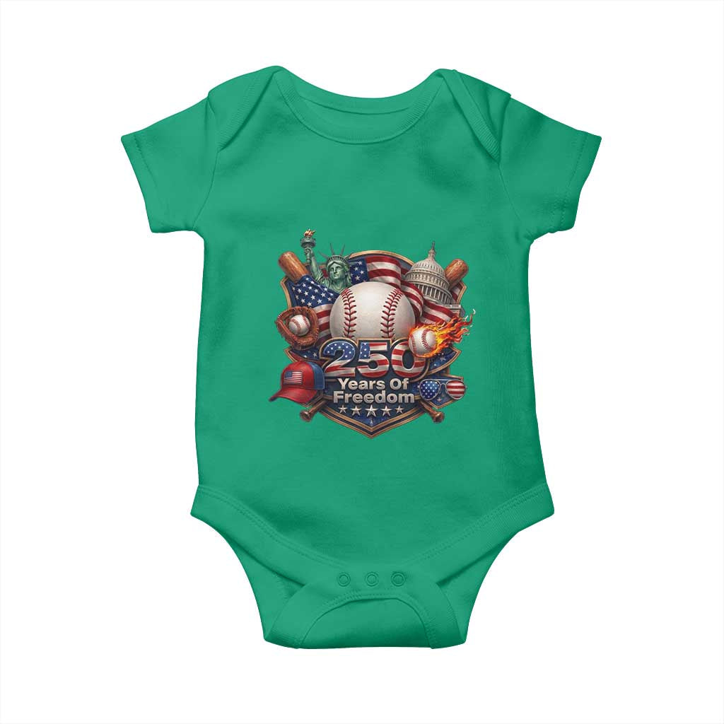 USA 250 Years Of Freedom Baseball Graphic Baby Onesie