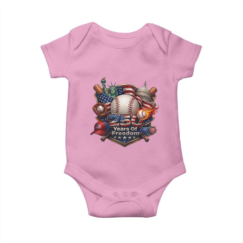 USA 250 Years Of Freedom Baseball Graphic Baby Onesie