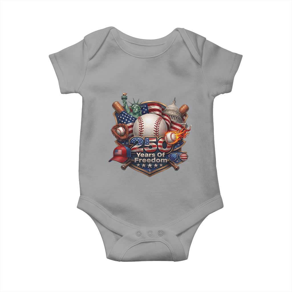 USA 250 Years Of Freedom Baseball Graphic Baby Onesie