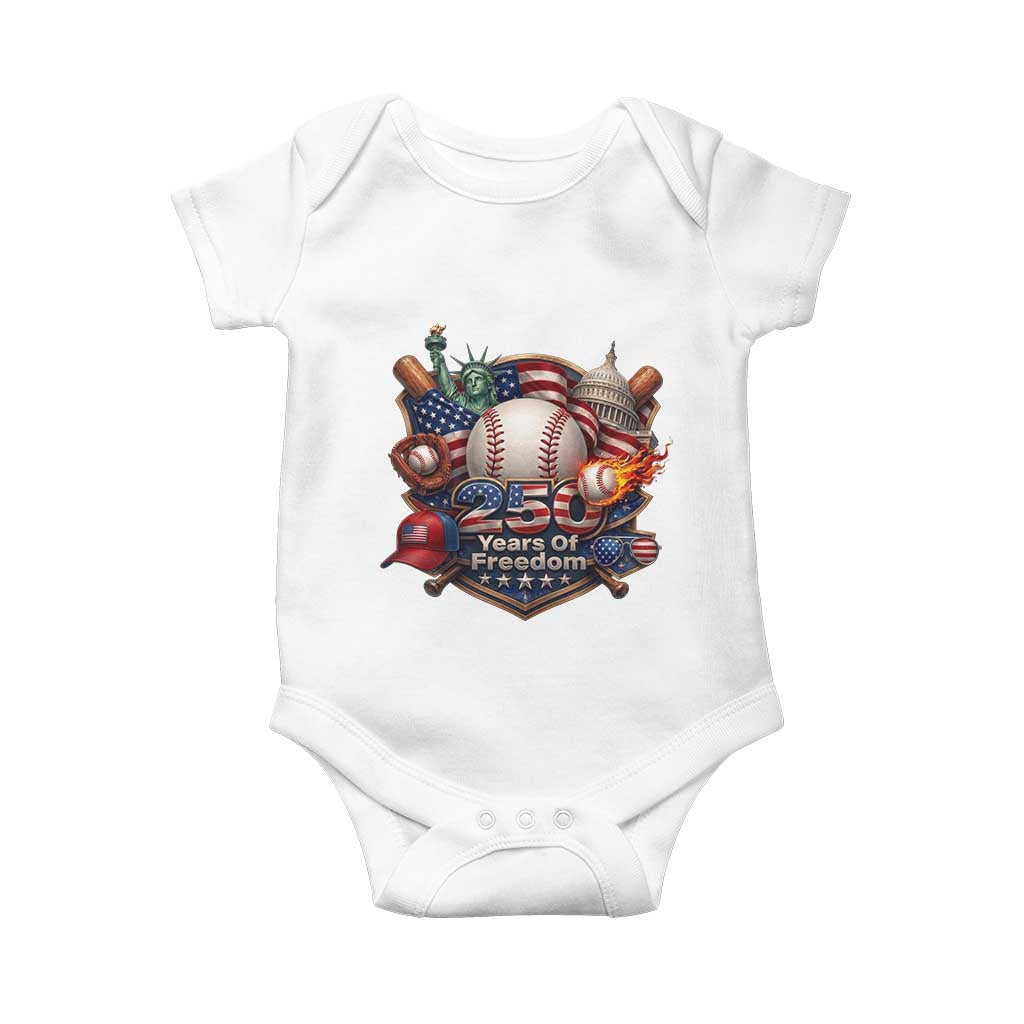 USA 250 Years Of Freedom Baseball Graphic Baby Onesie