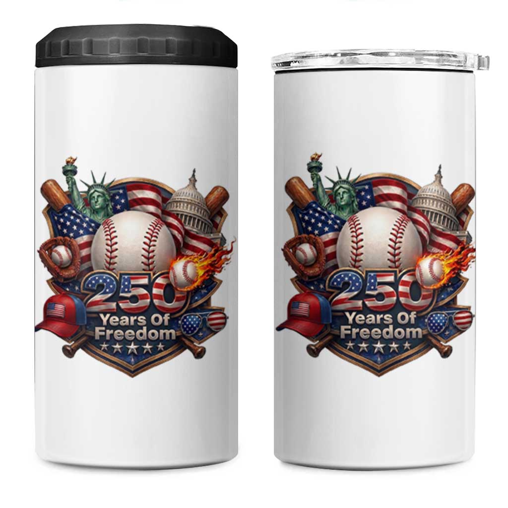 USA 250 Years Of Freedom Baseball Graphic 4 in 1 Can Cooler Tumbler