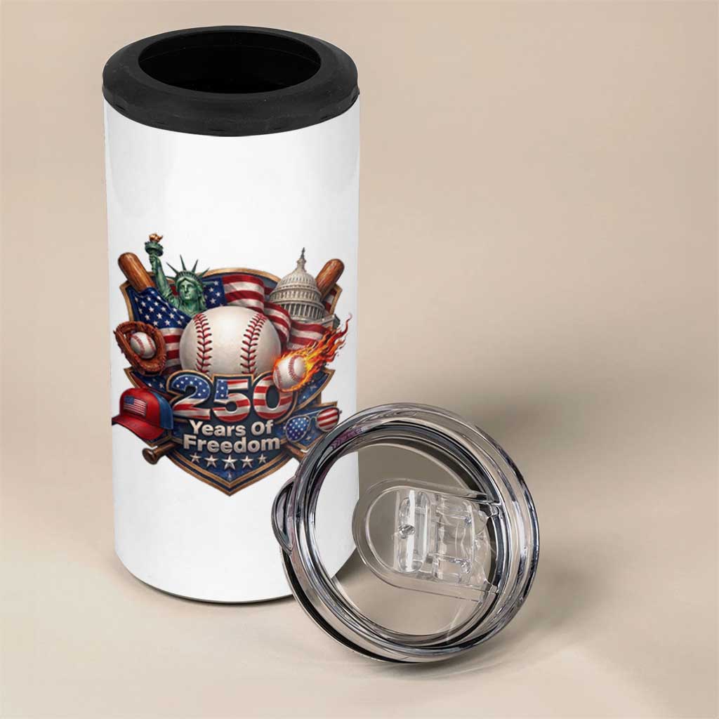 USA 250 Years Of Freedom Baseball Graphic 4 in 1 Can Cooler Tumbler