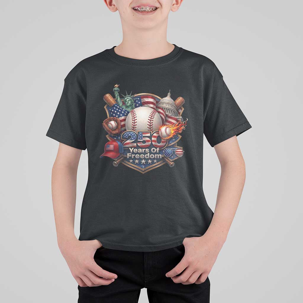 USA 250 Years Of Freedom Baseball Graphic T Shirt For Kid
