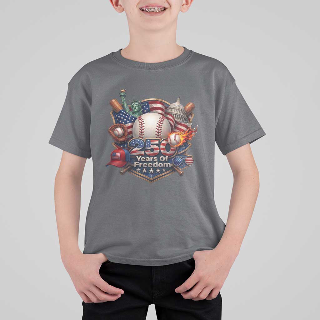 USA 250 Years Of Freedom Baseball Graphic T Shirt For Kid