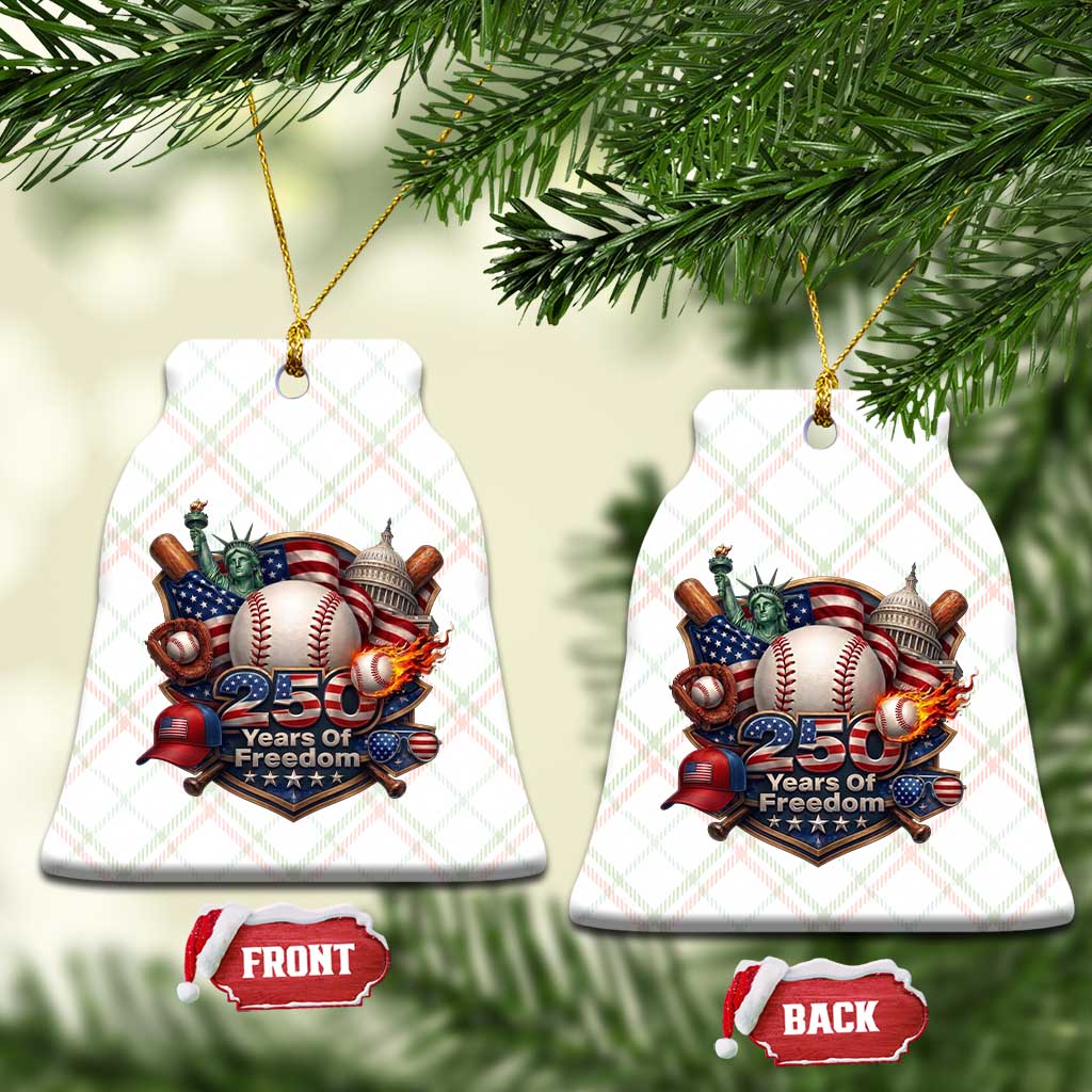 USA 250 Years Of Freedom Baseball Graphic Ceramic Ornament