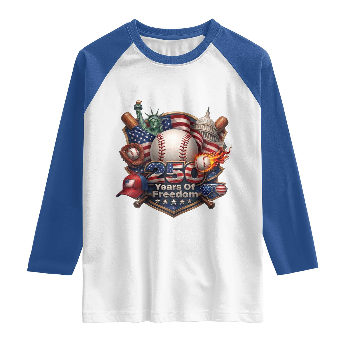 USA 250 Years Of Freedom Baseball Graphic Raglan Shirt