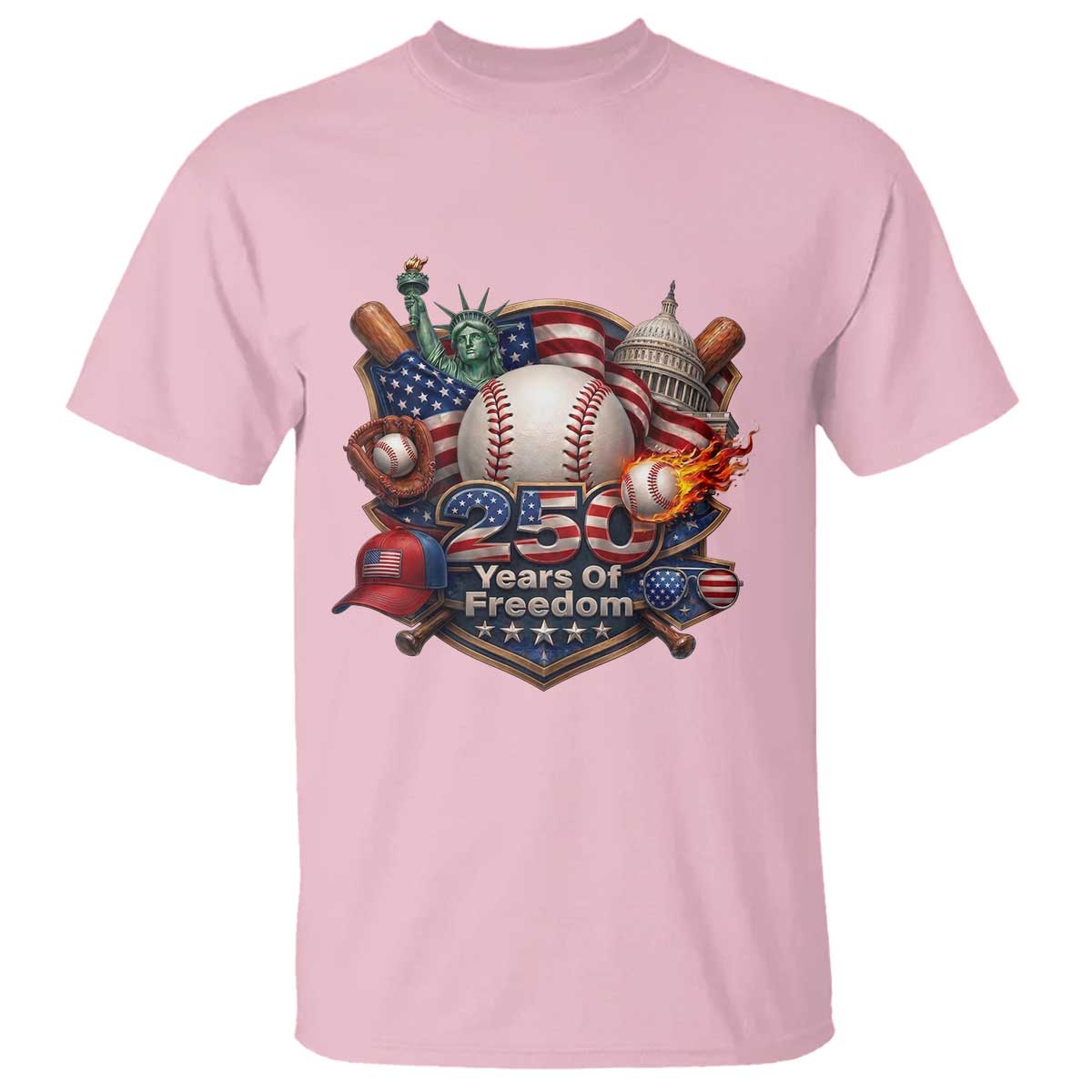 USA 250 Years Of Freedom Baseball Graphic T Shirt
