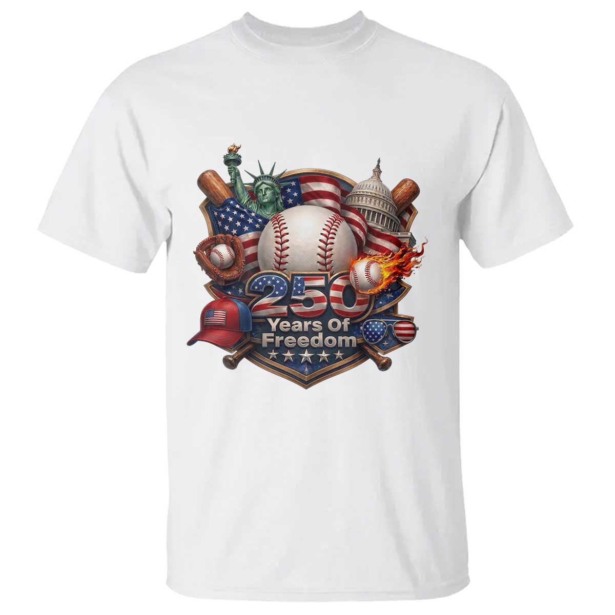 USA 250 Years Of Freedom Baseball Graphic T Shirt