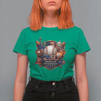 USA 250 Years Of Freedom Baseball Graphic T Shirt For Women