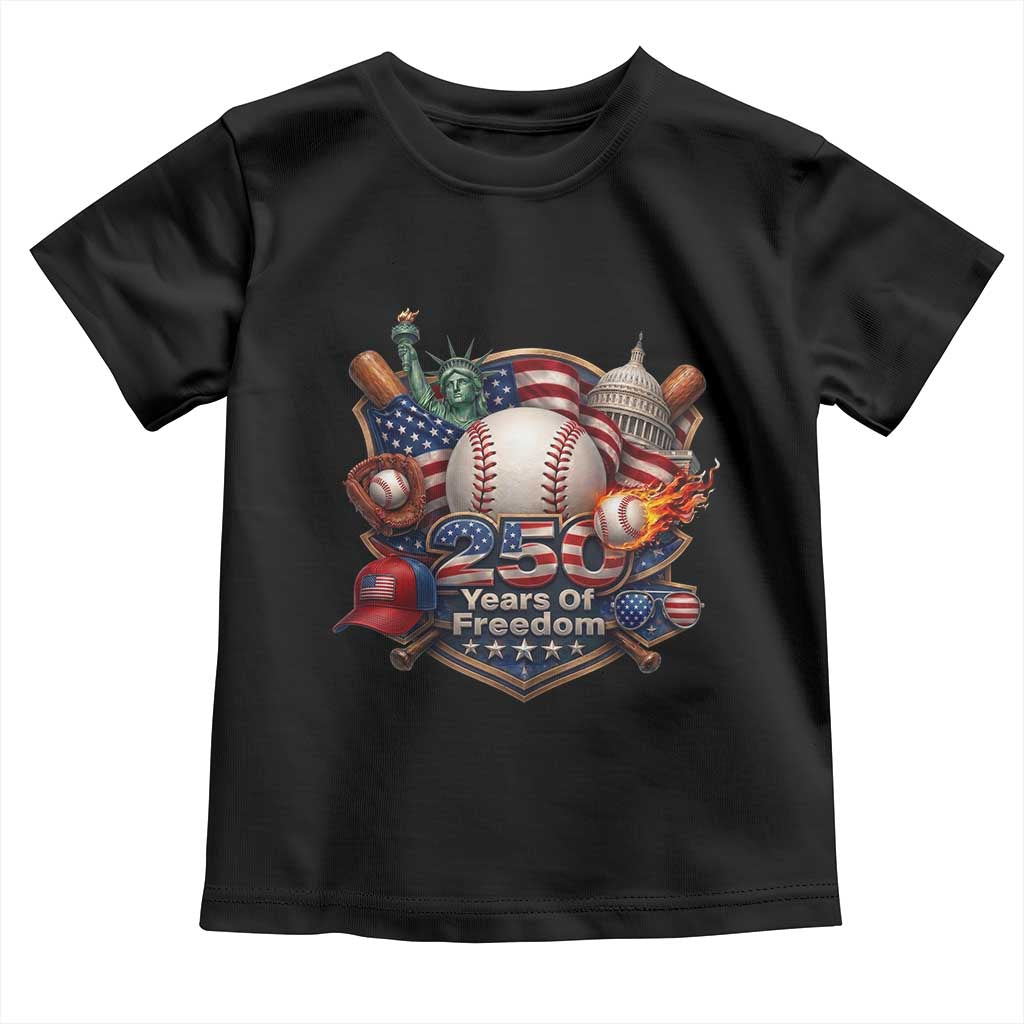 USA 250 Years Of Freedom Baseball Graphic Toddler T Shirt