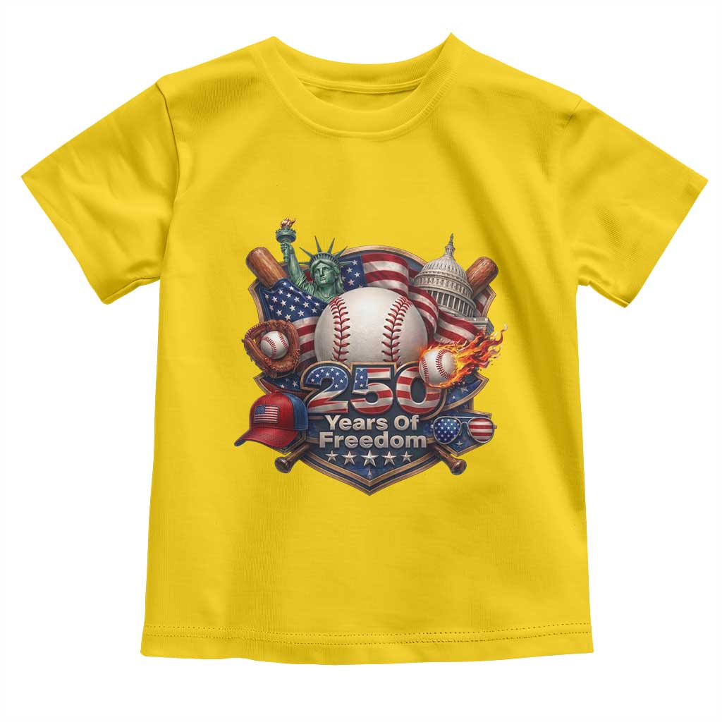 USA 250 Years Of Freedom Baseball Graphic Toddler T Shirt
