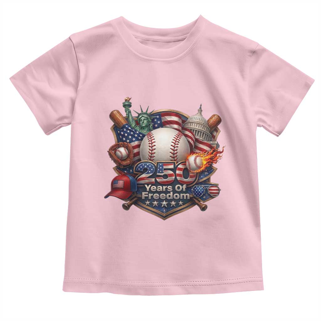 USA 250 Years Of Freedom Baseball Graphic Toddler T Shirt