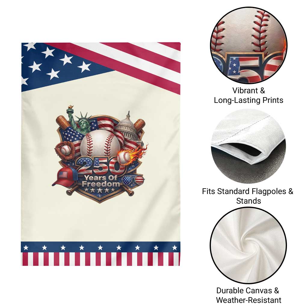 USA 250 Years Of Freedom Baseball Graphic Patriotic Garden Flag