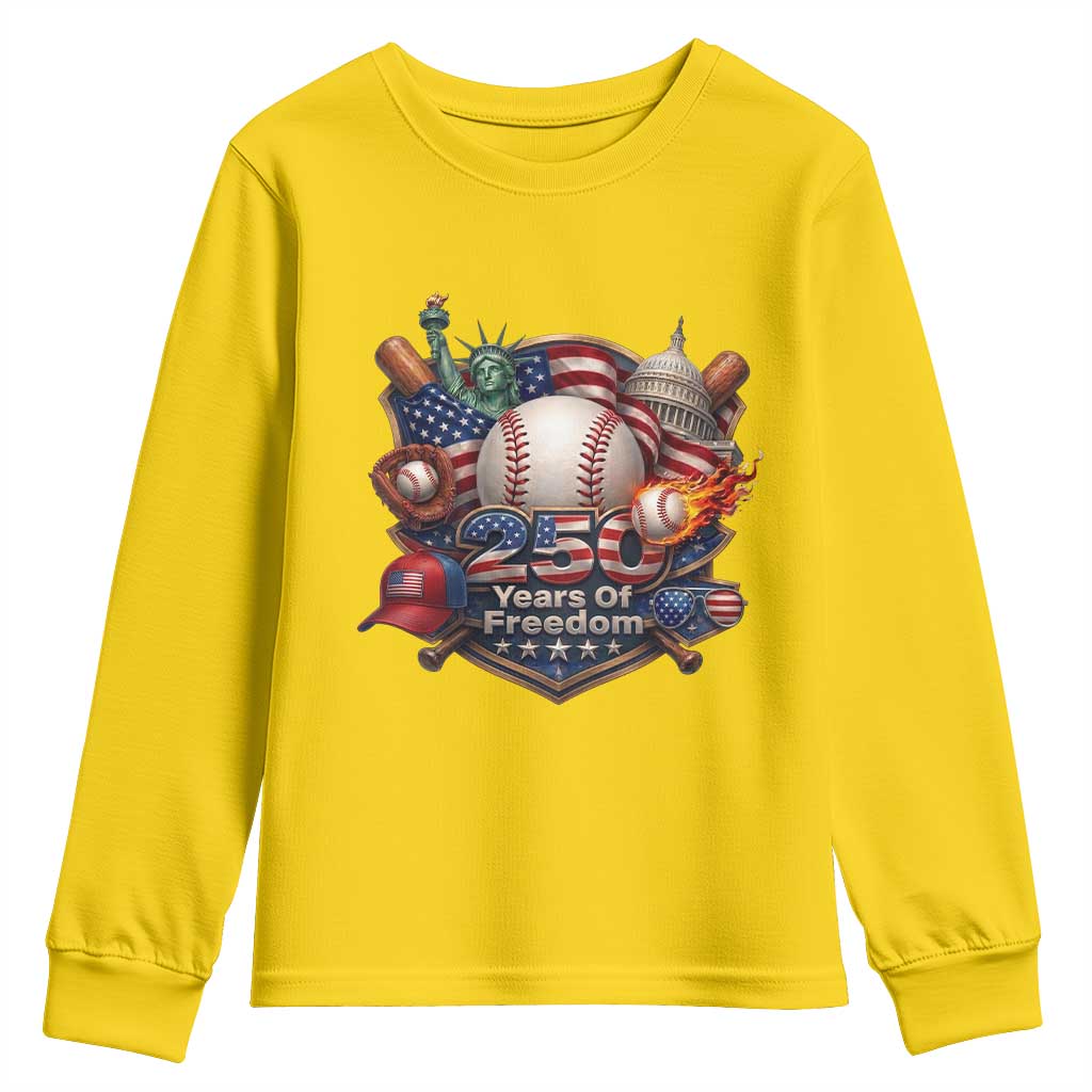 USA 250 Years Of Freedom Baseball Graphic Youth Sweatshirt