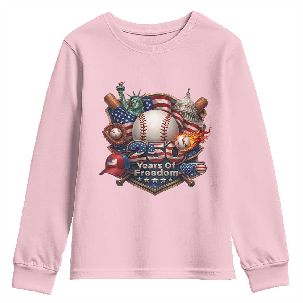 USA 250 Years Of Freedom Baseball Graphic Youth Sweatshirt