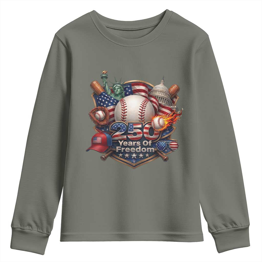 USA 250 Years Of Freedom Baseball Graphic Youth Sweatshirt