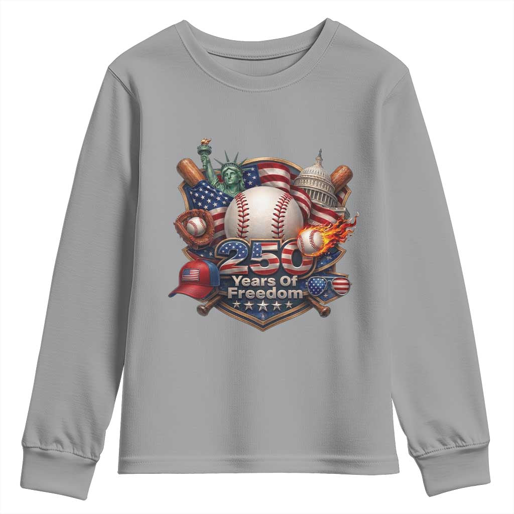 USA 250 Years Of Freedom Baseball Graphic Youth Sweatshirt