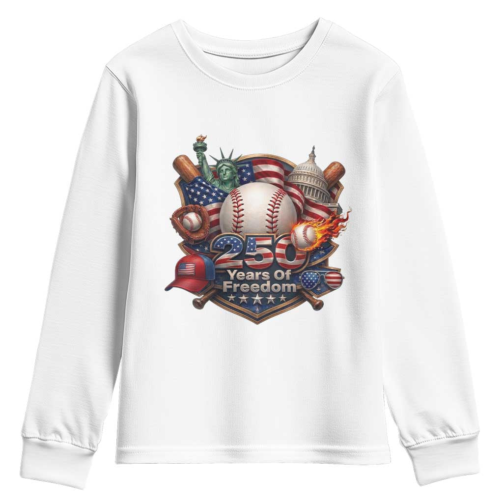 USA 250 Years Of Freedom Baseball Graphic Youth Sweatshirt