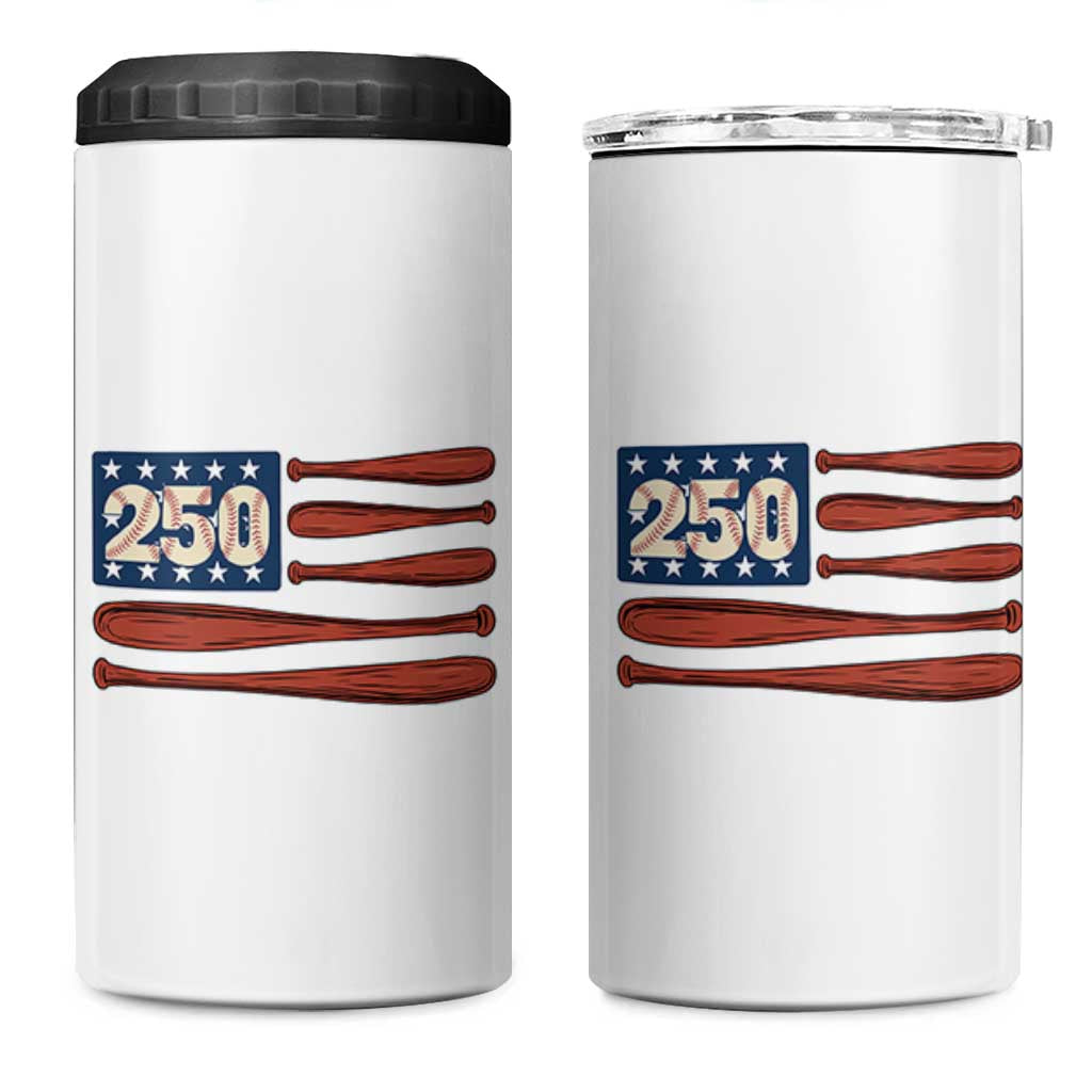 USA Flag Baseball 4 in 1 Can Cooler Tumbler America 250th Anniversary Gift