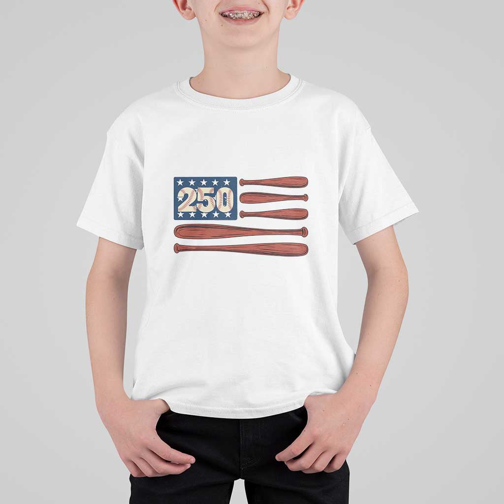 USA Flag Baseball T Shirt For Kid America 250th Anniversary Gift