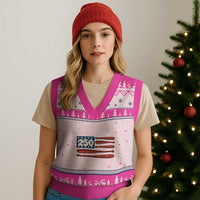 USA Flag Baseball V-Neck Knit Sweater Vest America 250th Anniversary Gift