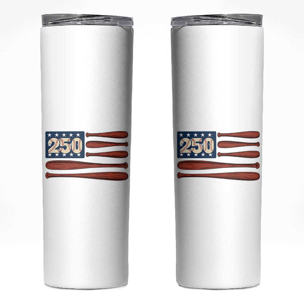 USA Flag Baseball Skinny Tumbler America 250th Anniversary Gift