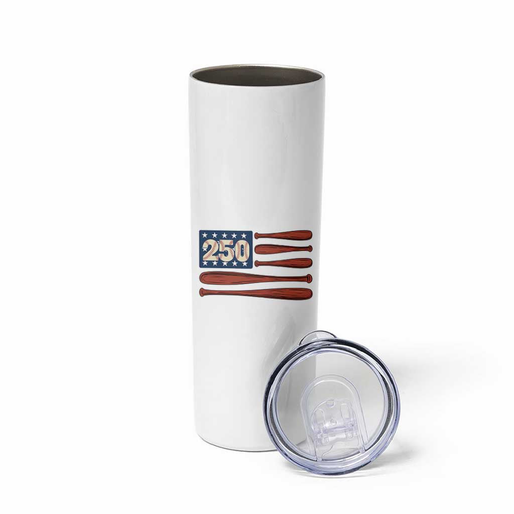 USA Flag Baseball Skinny Tumbler America 250th Anniversary Gift