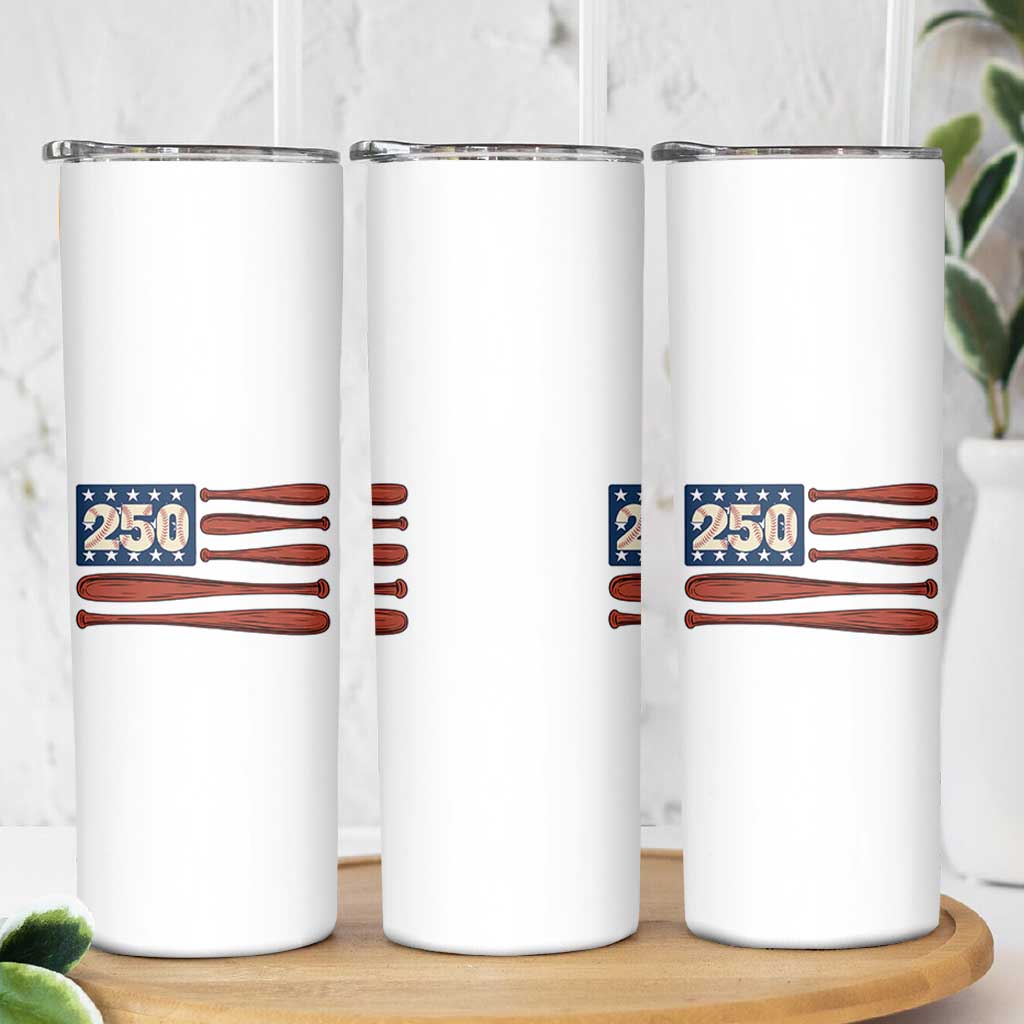 USA Flag Baseball Skinny Tumbler America 250th Anniversary Gift