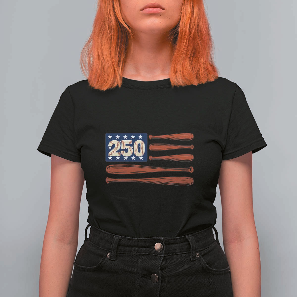 USA Flag Baseball T Shirt For Women America 250th Anniversary Gift