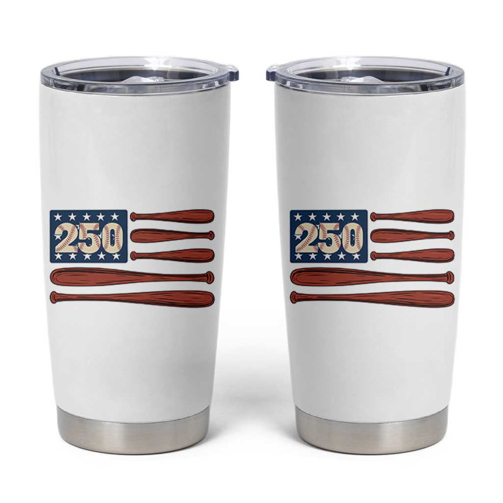 USA Flag Baseball Tumbler Cup America 250th Anniversary Gift