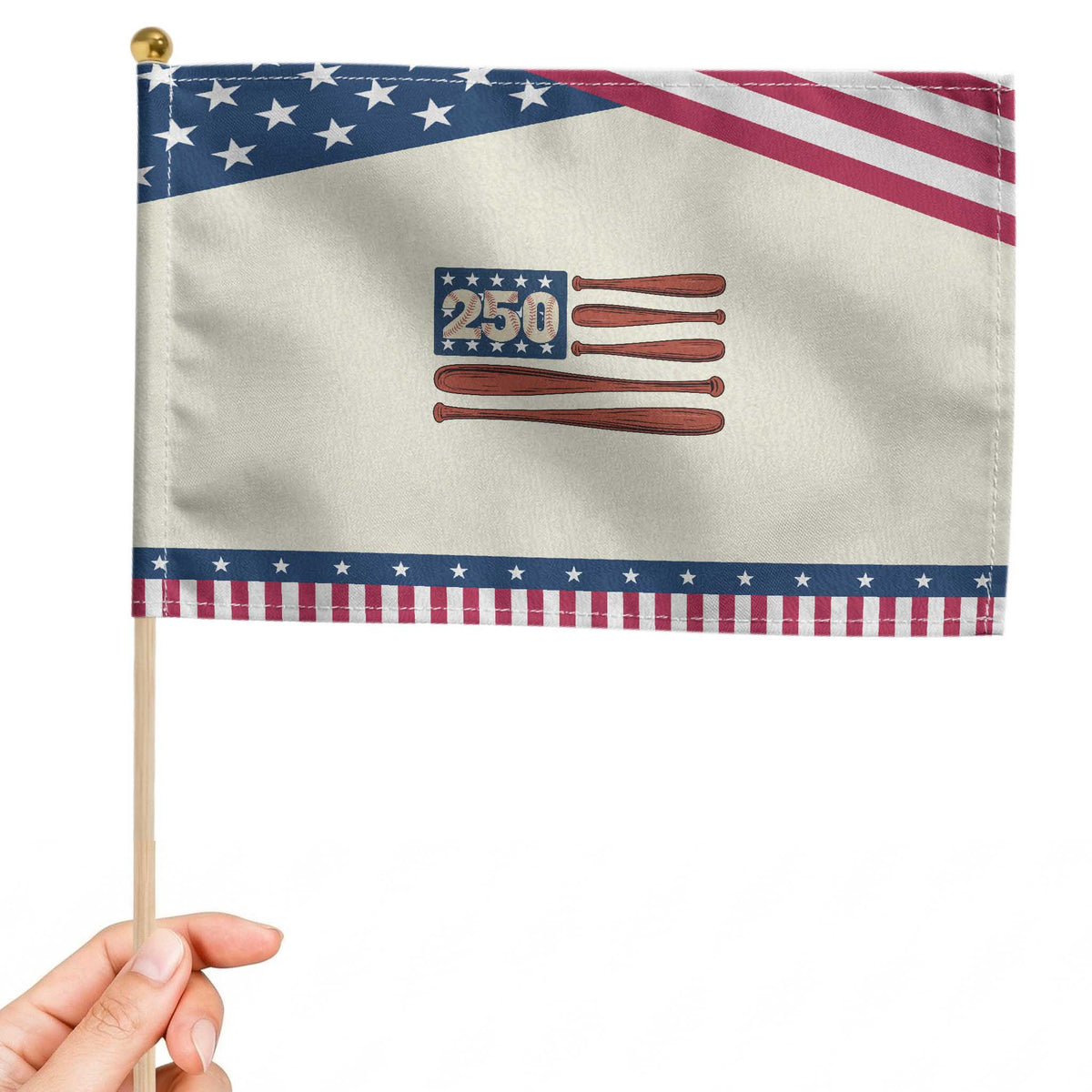 USA Flag Baseball Patriotic Handheld Flag America 250th Anniversary Gift