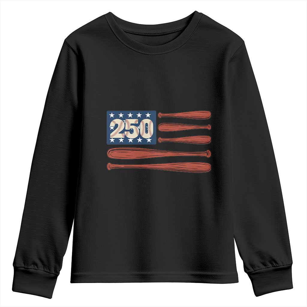 USA Flag Baseball Youth Sweatshirt America 250th Anniversary Gift