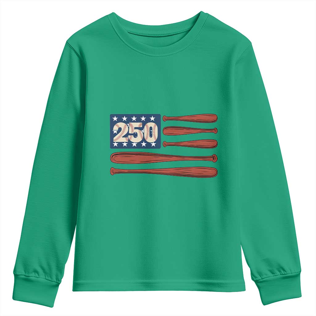 USA Flag Baseball Youth Sweatshirt America 250th Anniversary Gift