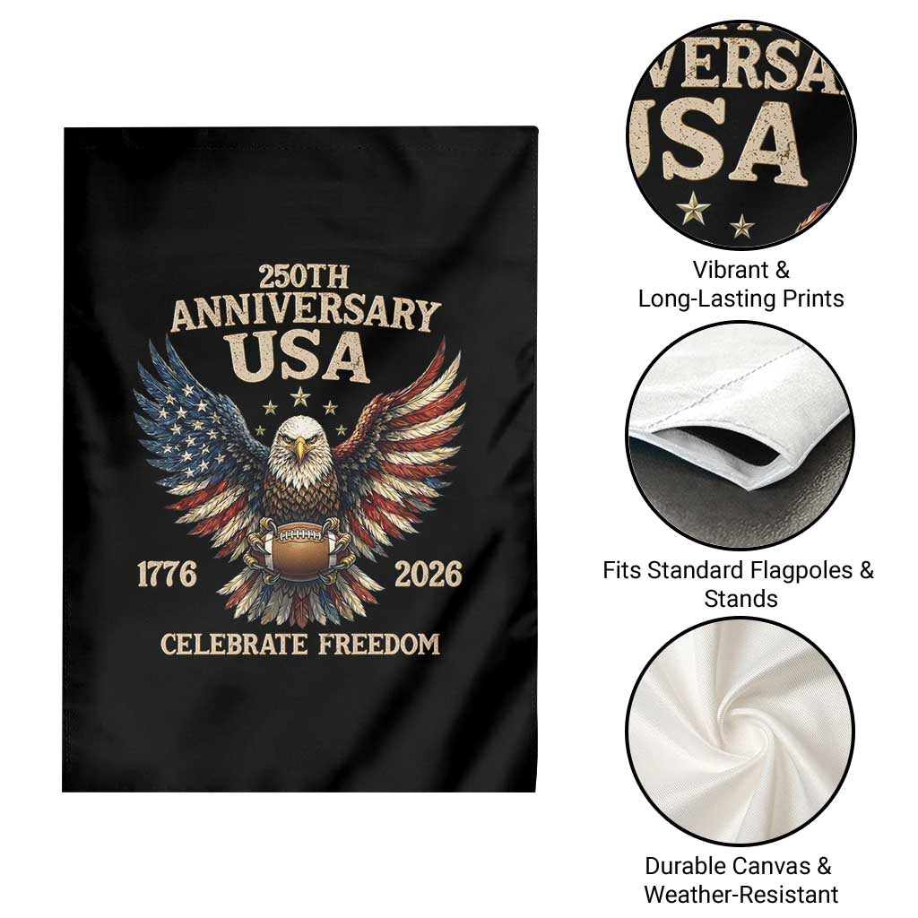 Patriotic Bald Eagle Football Garden Flag America 250th Anniversary Gift