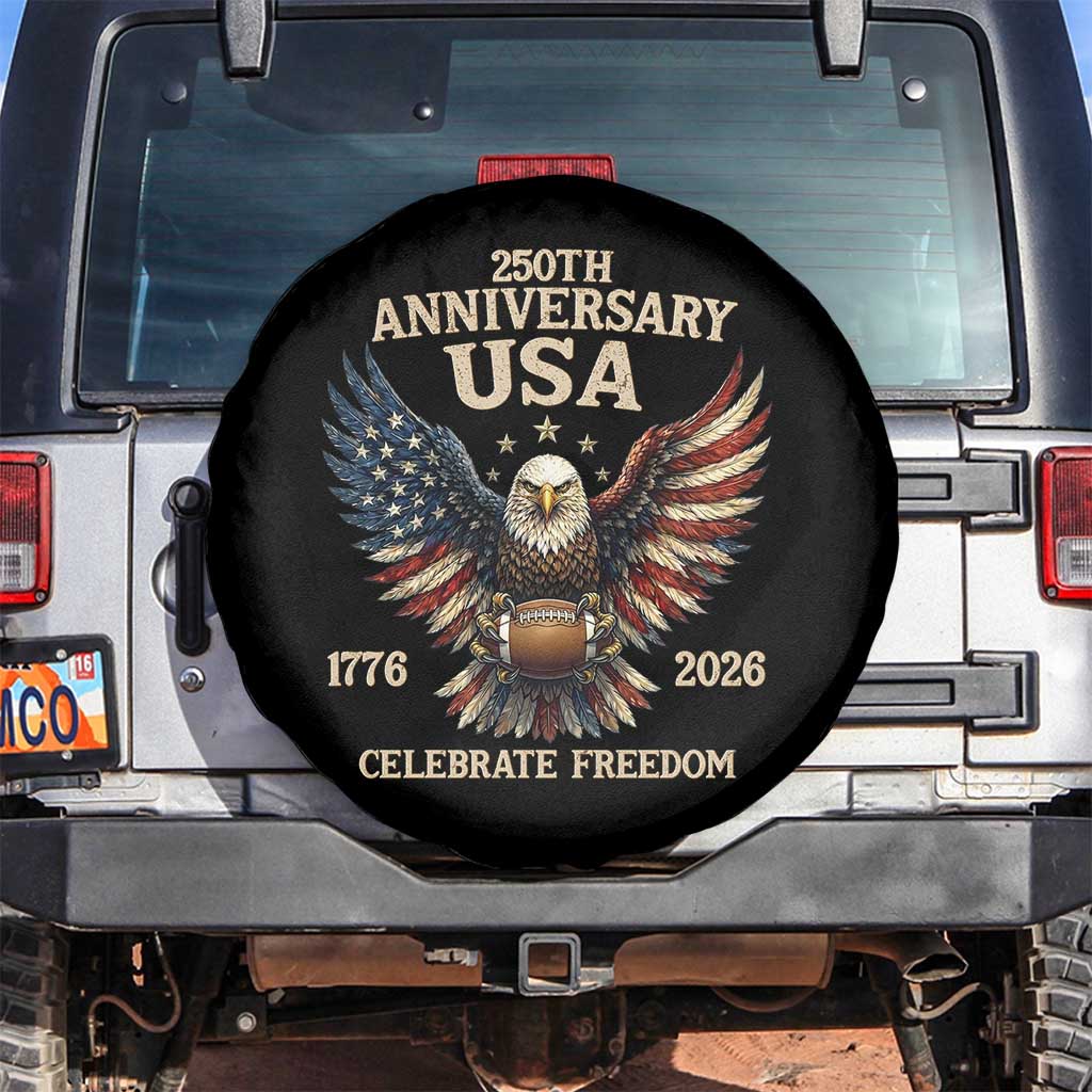 Patriotic Bald Eagle Football Spare Tire Cover America 250th Anniversary Gift