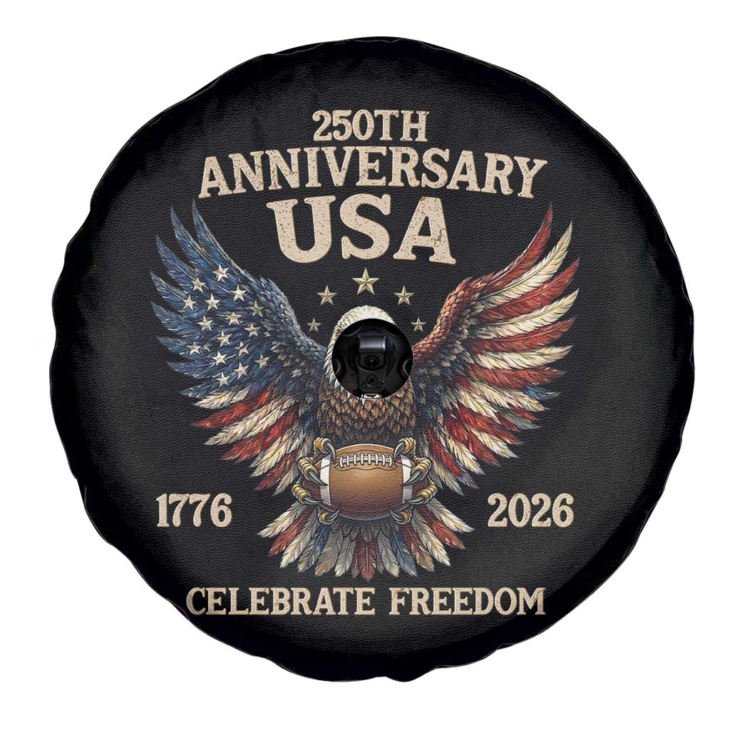 Patriotic Bald Eagle Football Spare Tire Cover America 250th Anniversary Gift