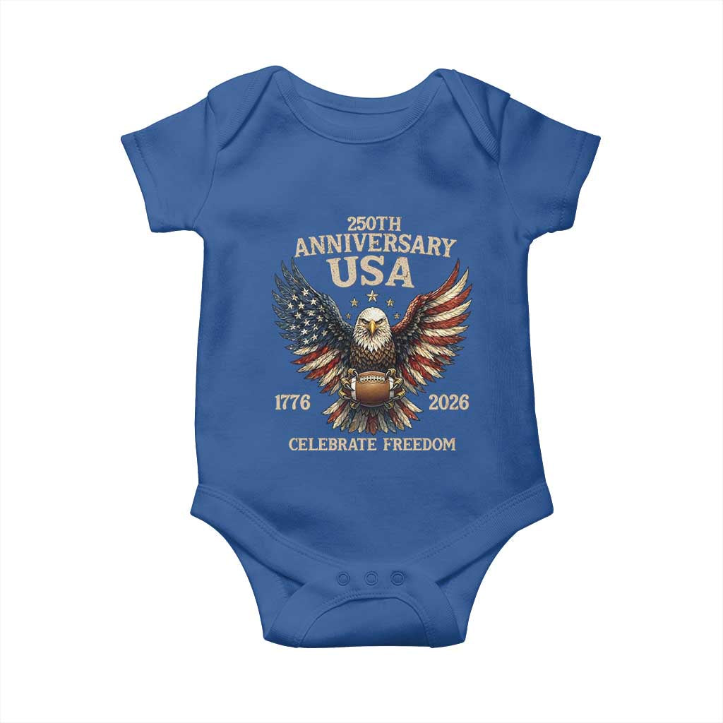 Patriotic Bald Eagle Football Baby Onesie America 250th Anniversary Gift