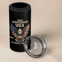 Patriotic Bald Eagle Football 4 in 1 Can Cooler Tumbler America 250th Anniversary Gift
