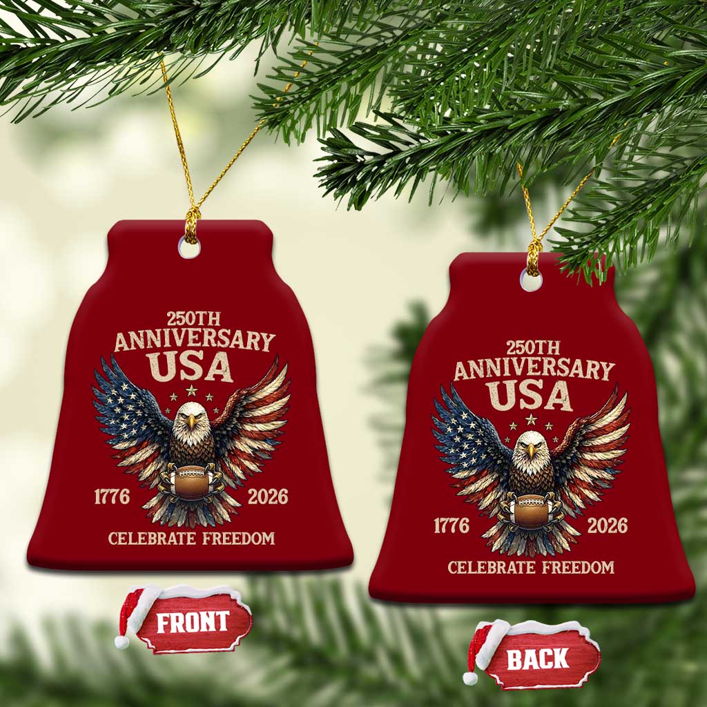 Patriotic Bald Eagle Football Ceramic Ornament America 250th Anniversary Gift