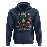 Patriotic Bald Eagle Football Hoodie America 250th Anniversary Gift
