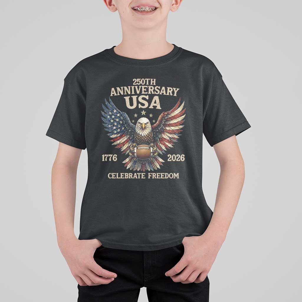 Patriotic Bald Eagle Football T Shirt For Kid America 250th Anniversary Gift