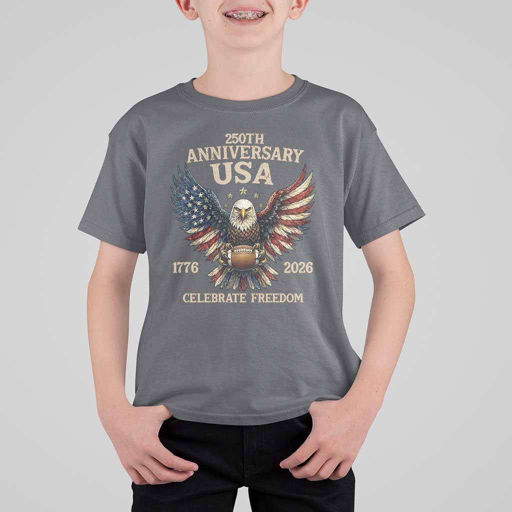 Patriotic Bald Eagle Football T Shirt For Kid America 250th Anniversary Gift