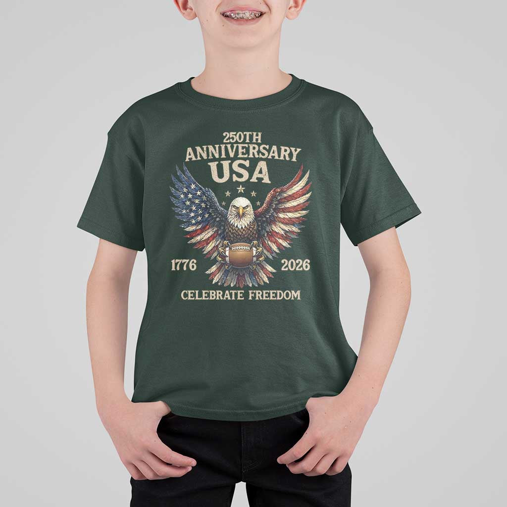 Patriotic Bald Eagle Football T Shirt For Kid America 250th Anniversary Gift