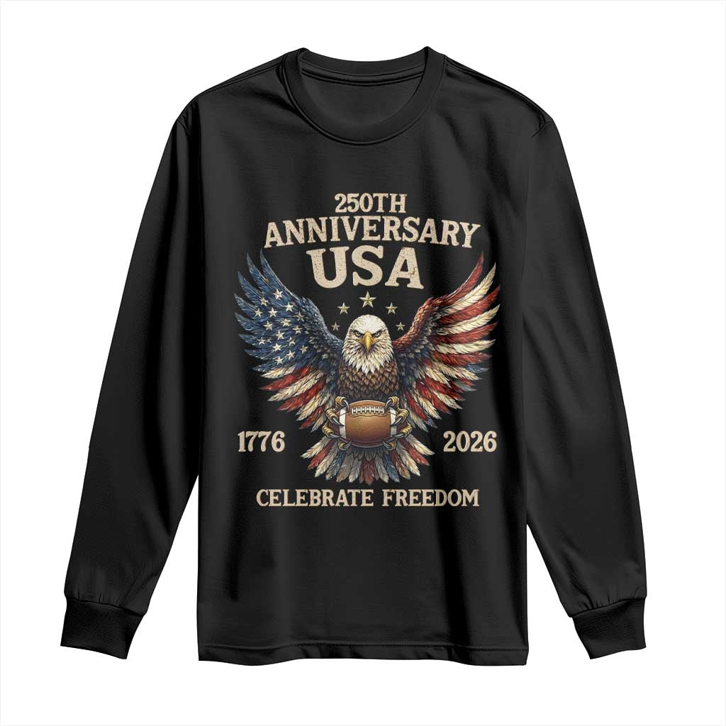 Patriotic Bald Eagle Football Long Sleeve Shirt America 250th Anniversary Gift
