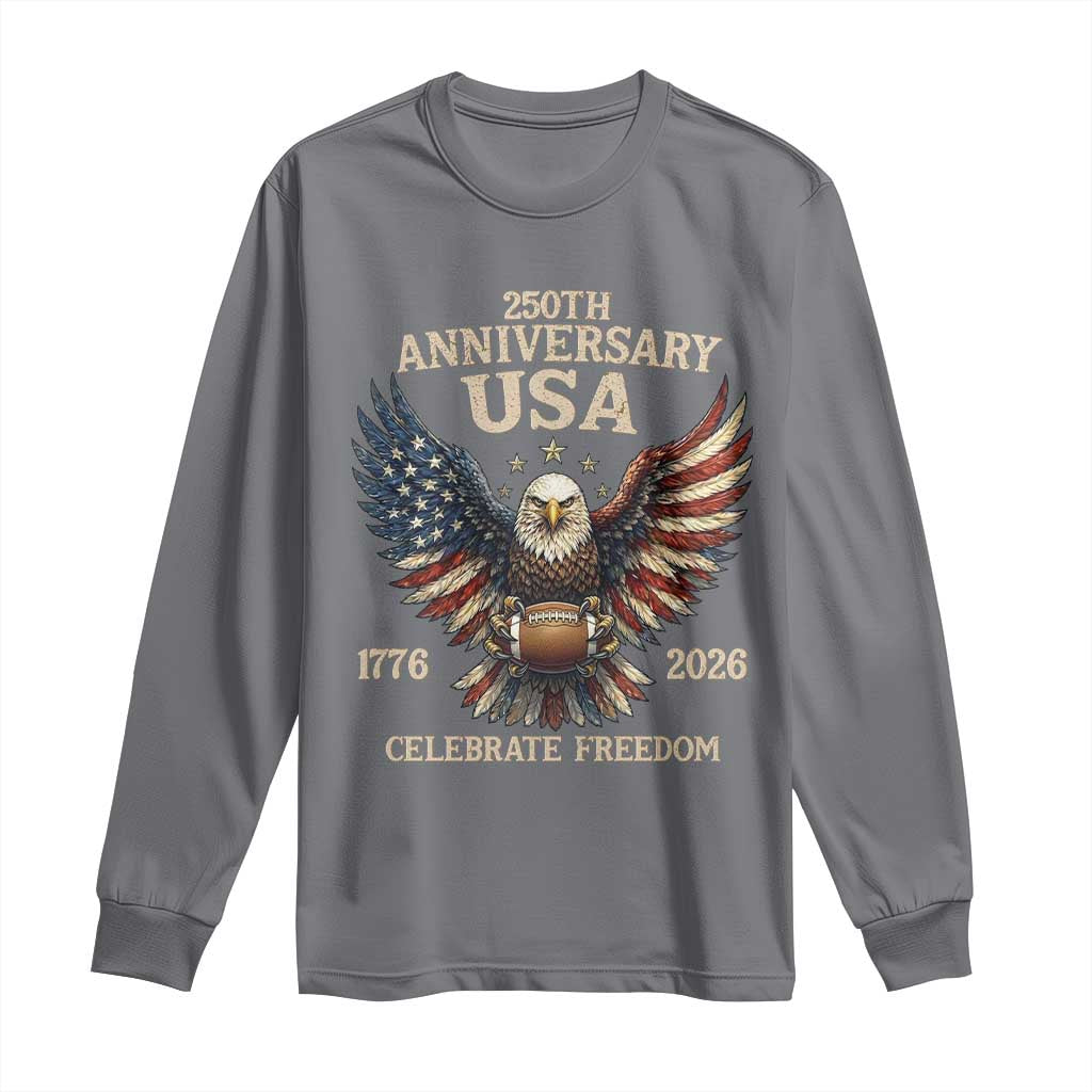 Patriotic Bald Eagle Football Long Sleeve Shirt America 250th Anniversary Gift